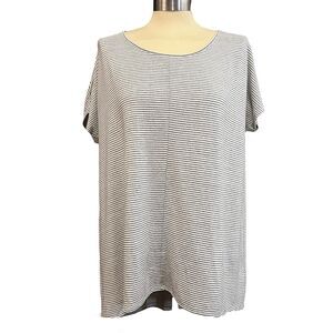 Soft-surroundings Women's Top Blouse Size Large Striped Short Sleeve